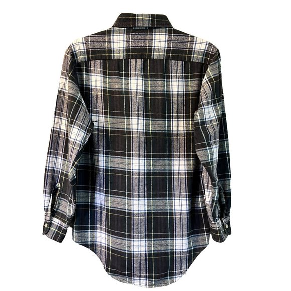 Royal Knight Men's Flannel Navy & White Plaid Button Down 100% Cotton Shirt Sz M - Picture 2 of 6